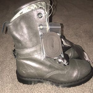 Sparkly gray Dr. Martens boots